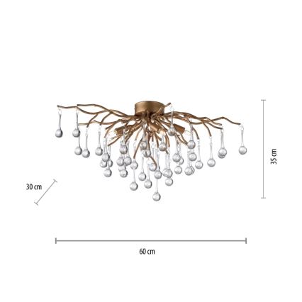 Paul Neuhaus 8090-11 - Πλαφονιέρα οροφής ICICLE 4xG9/40W/230V 30x60 cm ορείχαλκος