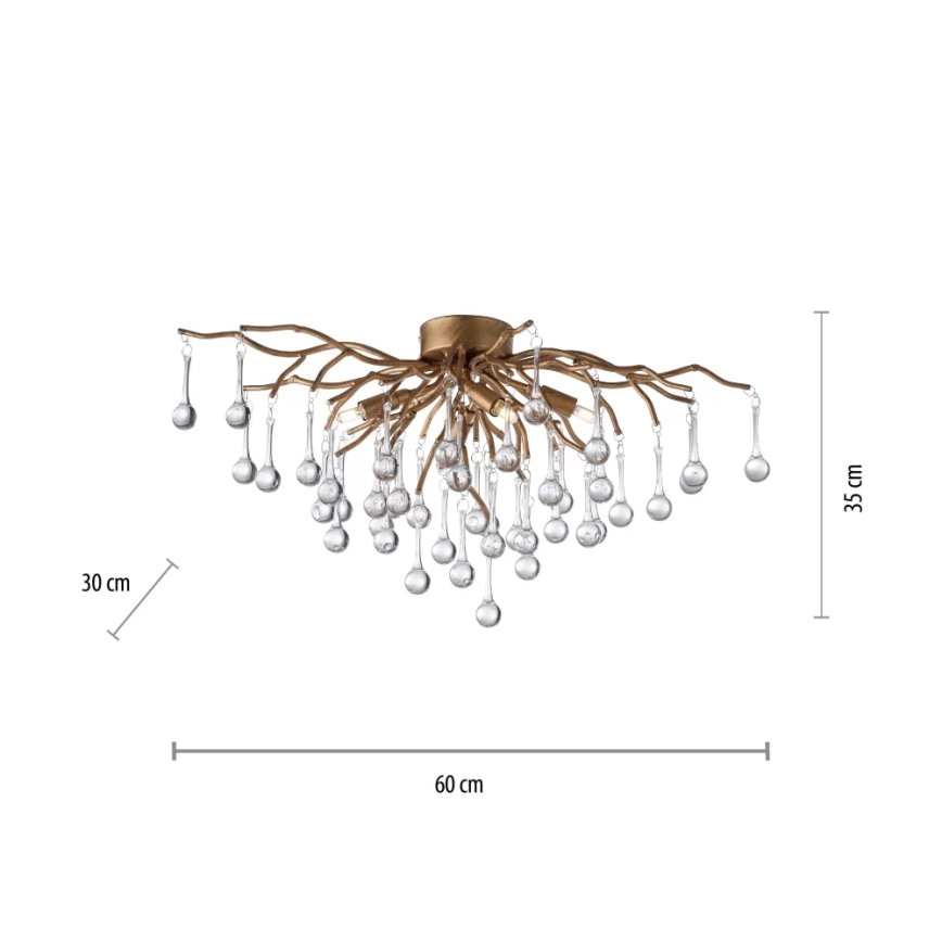 Paul Neuhaus 8090-11 - Πλαφονιέρα οροφής ICICLE 4xG9/40W/230V 30x60 cm ορείχαλκος