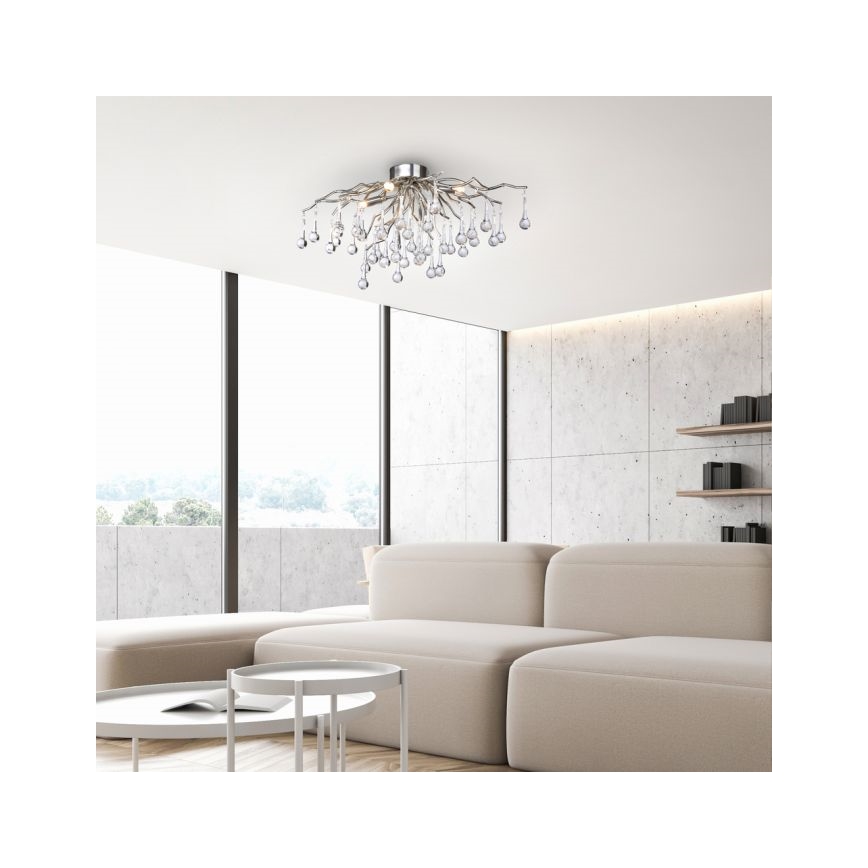 Paul Neuhaus 8090-55 - Πλαφονιέρα οροφής ICICLE 4xG9/40W/230V 30x60 cm γυαλιστερό χρώμιο