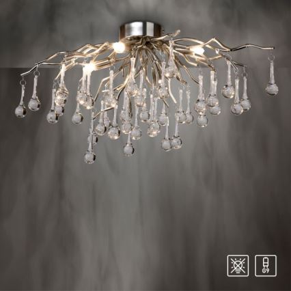 Paul Neuhaus 8090-55 - Πλαφονιέρα οροφής ICICLE 4xG9/40W/230V 30x60 cm γυαλιστερό χρώμιο
