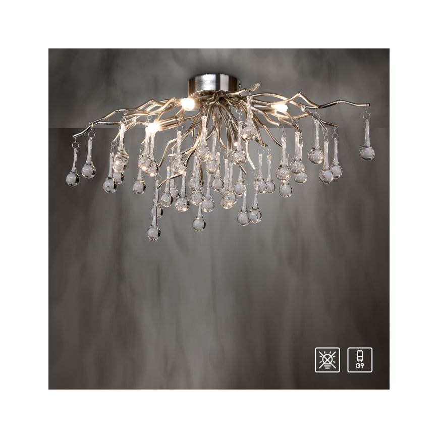 Paul Neuhaus 8090-55 - Πλαφονιέρα οροφής ICICLE 4xG9/40W/230V 30x60 cm γυαλιστερό χρώμιο
