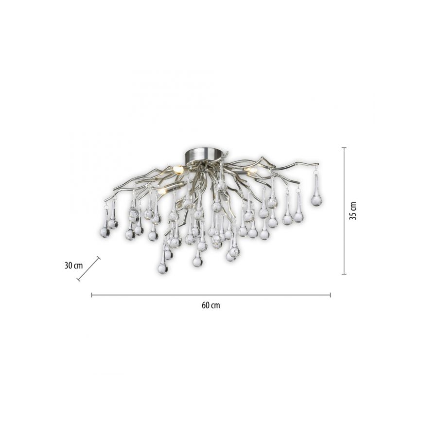 Paul Neuhaus 8090-55 - Πλαφονιέρα οροφής ICICLE 4xG9/40W/230V 30x60 cm γυαλιστερό χρώμιο