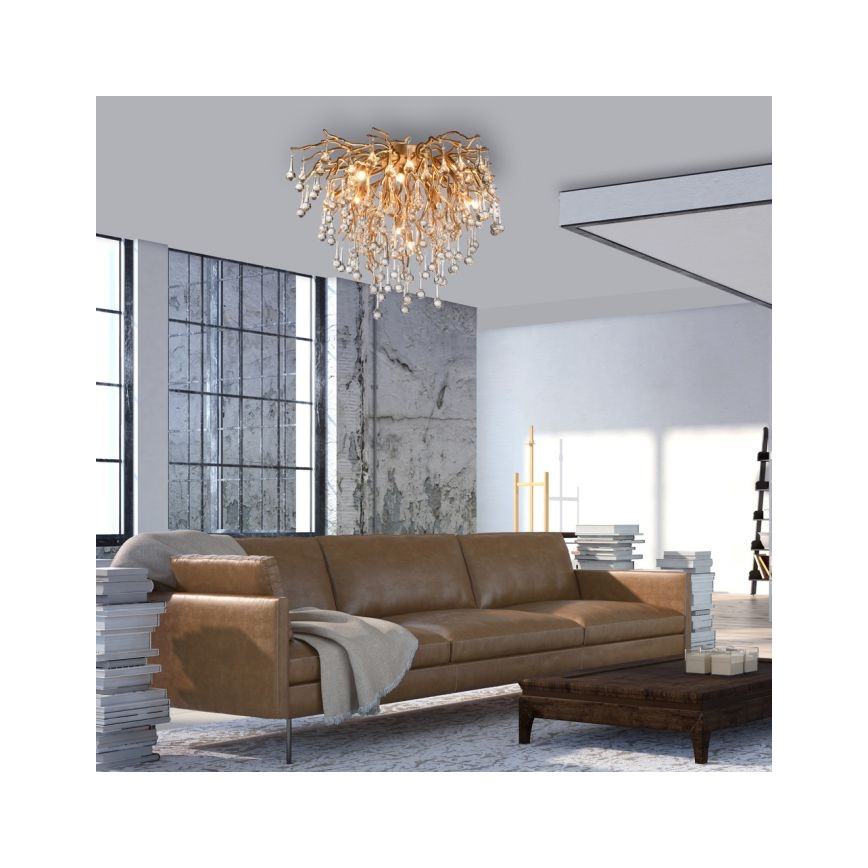 Paul Neuhaus 8091-11 - Πλαφονιέρα οροφής ICICLE 9xG9/40W/230V διάμετρος 50 cm ορείχαλκος