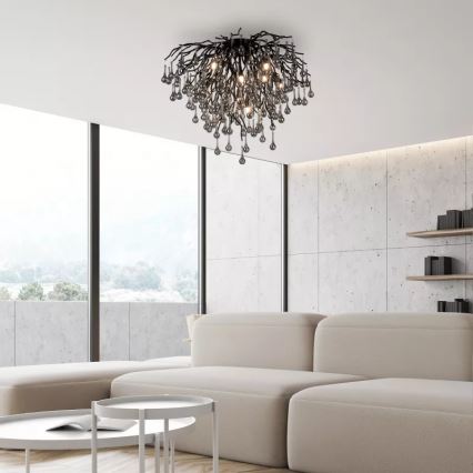 Paul Neuhaus 8091-18 - Επιφανειακό φωτιστικό οροφής ICICLE, 9xG9/40W/230V, Ø 50 εκ., μαύρο