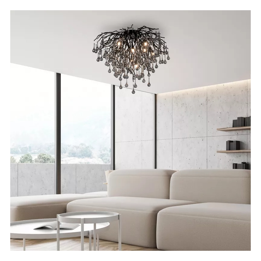 Paul Neuhaus 8091-18 - Επιφανειακό φωτιστικό οροφής ICICLE, 9xG9/40W/230V, Ø 50 εκ., μαύρο