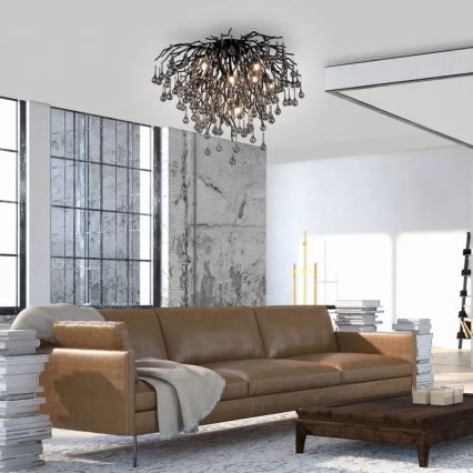 Paul Neuhaus 8091-18 - Επιφανειακό φωτιστικό οροφής ICICLE, 9xG9/40W/230V, Ø 50 εκ., μαύρο