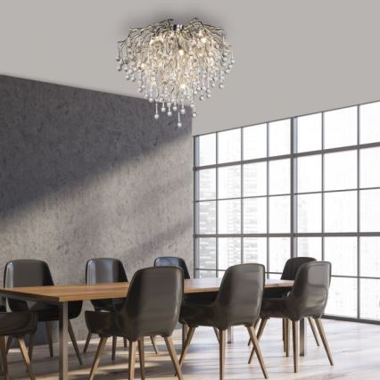 Paul Neuhaus 8091-55 - Πλαφονιέρα οροφής ICICLE 9xG9/40W/230V διάμετρος 50 cm γυαλιστερό χρώμιο