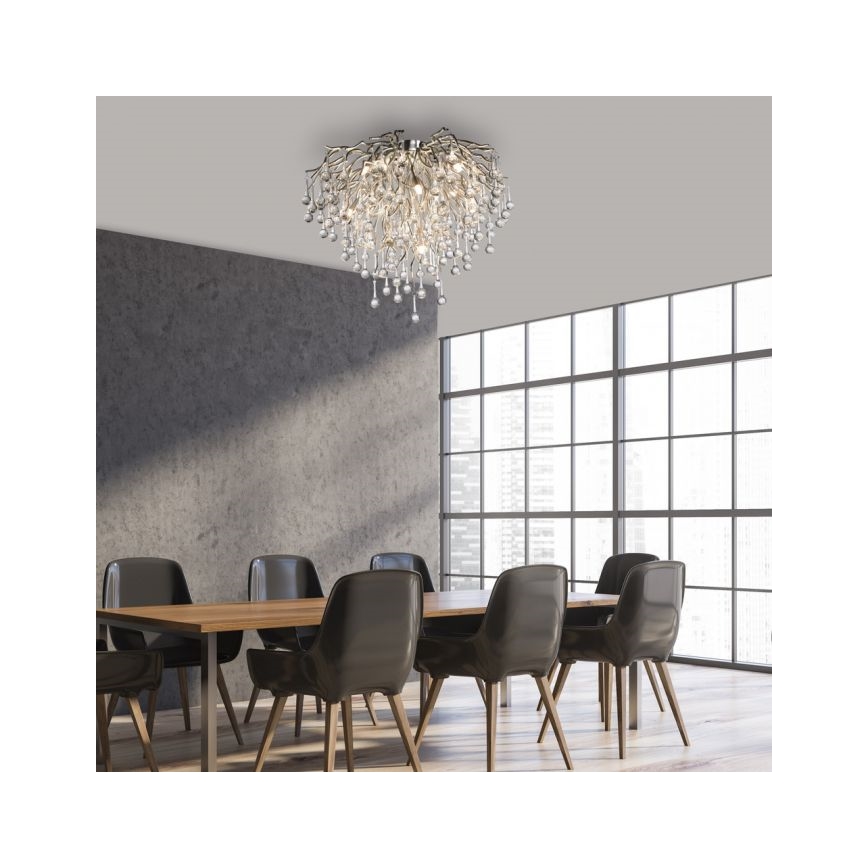 Paul Neuhaus 8091-55 - Πλαφονιέρα οροφής ICICLE 9xG9/40W/230V διάμετρος 50 cm γυαλιστερό χρώμιο