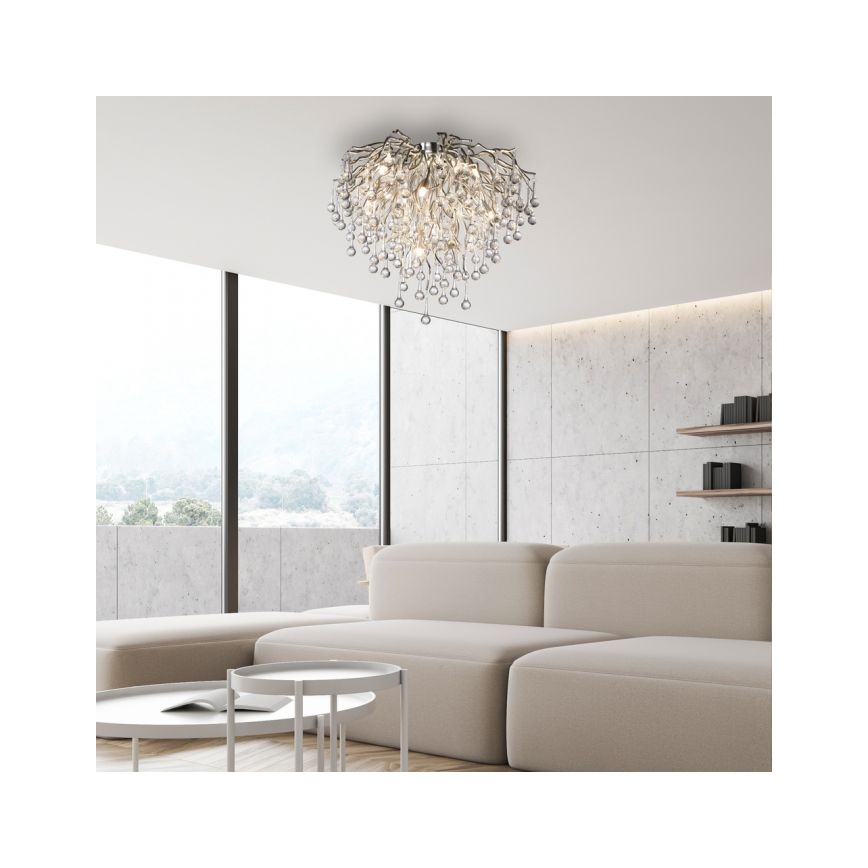 Paul Neuhaus 8091-55 - Πλαφονιέρα οροφής ICICLE 9xG9/40W/230V διάμετρος 50 cm γυαλιστερό χρώμιο