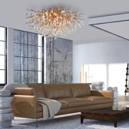 Paul Neuhaus 8092-11 - Πλαφονιέρα οροφής ICICLE 14xG9/40W/230V διάμετρος 100 cm ορείχαλκος
