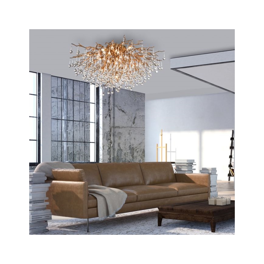 Paul Neuhaus 8092-11 - Πλαφονιέρα οροφής ICICLE 14xG9/40W/230V διάμετρος 100 cm ορείχαλκος