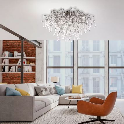 Paul Neuhaus 8092-55 - Πολυέλαιος οροφής ICICLE 14xG9/40W/230V διάμ. 100 εκ. γυαλιστερό χρώμιο