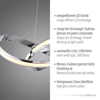 Paul Neuhaus 8291-17 - Led Dimmable κρεμαστό φωτιστικό οροφής MELINDA LED/30W/230V