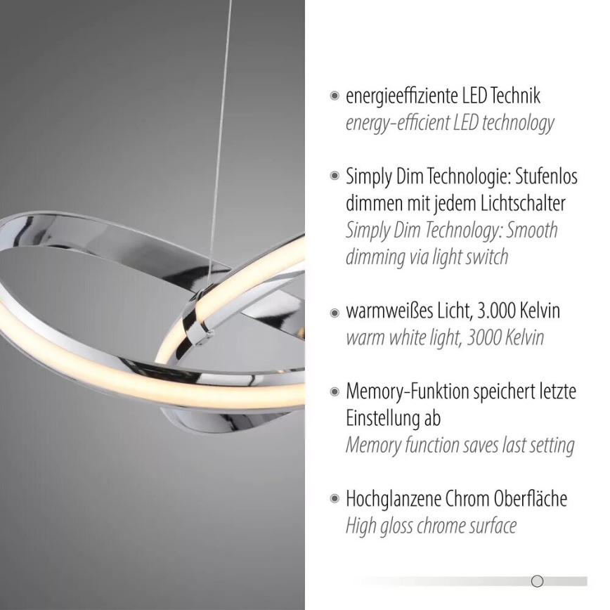 Paul Neuhaus 8291-17 - Led Dimmable κρεμαστό φωτιστικό οροφής MELINDA LED/30W/230V