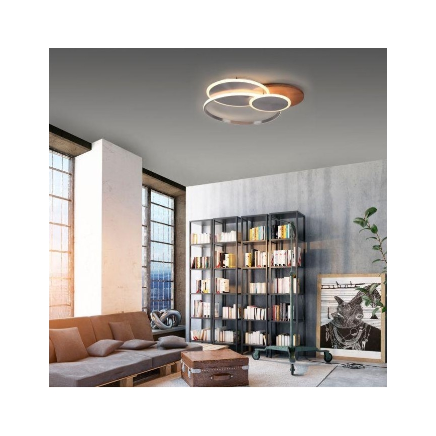 Paul Neuhaus 8328-79 - LED Dimmable φωτιστικό οροφής PALMA LED/50W/230V 2700-5000K πεύκο + τηλεχειριστήριο