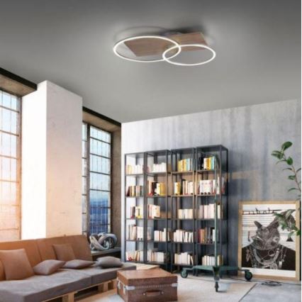 Paul Neuhaus 8329-79 - Πλαφονιέρα ντιμαριζόμενη  LED PALMA LED/26W/230V 2700-5000K πεύκο + τηλεχειριστήριο