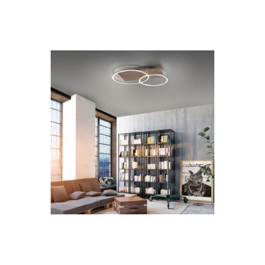 Paul Neuhaus 8329-79 - Πλαφονιέρα ντιμαριζόμενη  LED PALMA LED/26W/230V 2700-5000K πεύκο + τηλεχειριστήριο