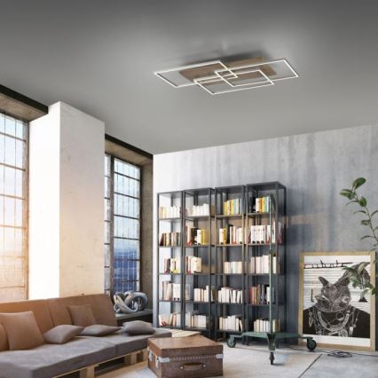 Paul Neuhaus 8330-79 - Πλαφονιέρα ντιμαριζόμενη  LED PALMA 3xLED/12W/230V πεύκο + τηλεχειριστήριο