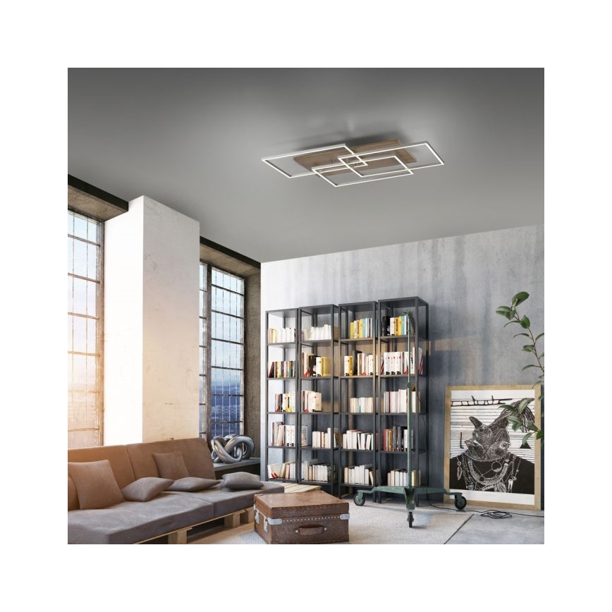 Paul Neuhaus 8330-79 - Πλαφονιέρα ντιμαριζόμενη  LED PALMA 3xLED/12W/230V πεύκο + τηλεχειριστήριο