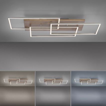 Paul Neuhaus 8330-79 - Πλαφονιέρα ντιμαριζόμενη  LED PALMA 3xLED/12W/230V πεύκο + τηλεχειριστήριο