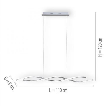 Paul Neuhaus 9142-55 - LED Dimmable πολύφωτο κρεμαστό ράγα POLINA 2xLED/10,2W/230V