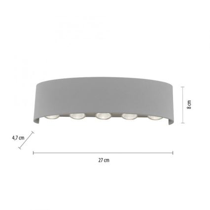 Paul Neuhaus 9489-21- LED Εξωτερικό φωτιστικό τοίχου CARLO 10xLED/0,8W/230V IP54