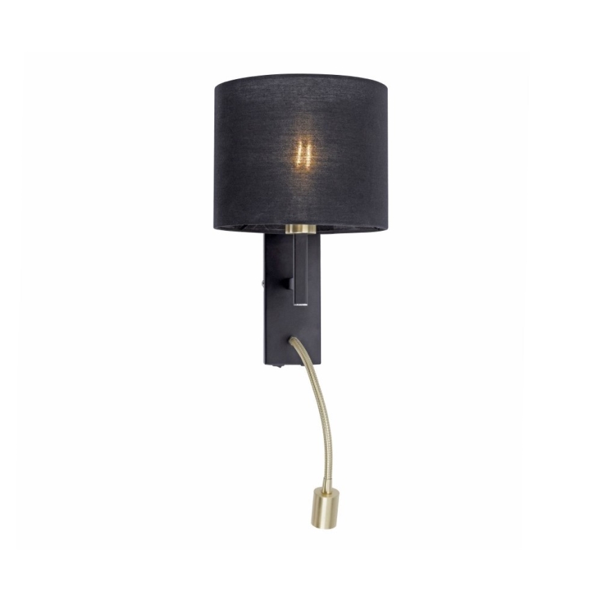 Paul Neuhaus 9646-18 - Λάμπα τοίχου LED ROBIN 1xE27/40W/230V + LED/2,1W μαύρο