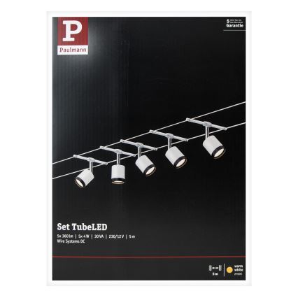 Paulmann 3981 - ΣΕΤ 5xLED/4W Σποτ φωτιστικό για σύστημα καλωδίων TUBE 230V