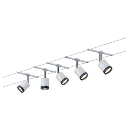Paulmann 3981 - ΣΕΤ 5xLED/4W, Ολοκληρωμένο σύστημα ανάρτησης με καλώδιο TUBE 230V, ματ χρώμιο/μαύρο