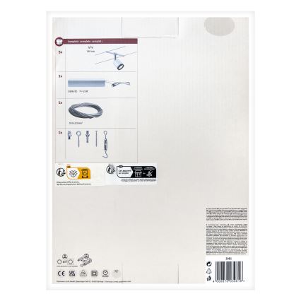 Paulmann 3981 - ΣΕΤ 5xLED/4W, Ολοκληρωμένο σύστημα ανάρτησης με καλώδιο TUBE 230V, ματ χρώμιο/μαύρο