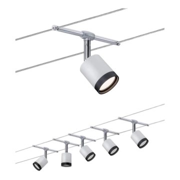 Paulmann 3981 - ΣΕΤ 5xLED/4W, Ολοκληρωμένο σύστημα ανάρτησης με καλώδιο TUBE 230V, ματ χρώμιο/μαύρο