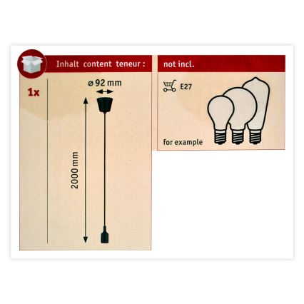 Paulmann 50346 - Κρεμαστό φωτιστικό ανάρτηση με ντουί NEORDIC 1xE27/20W/230V IP44