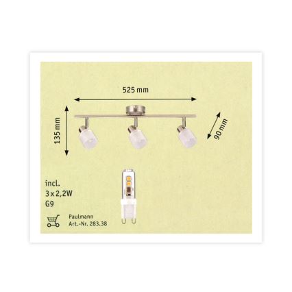 Paulmann 60200 - 3xLED-G9/2,2W Φωτιστικό σποτ HELIX 230V