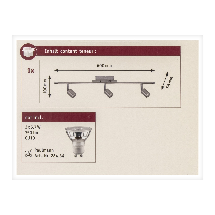 Paulmann 66708 - 3xGU10/10W Φωτιστικό σποτ GEORGIA 230V