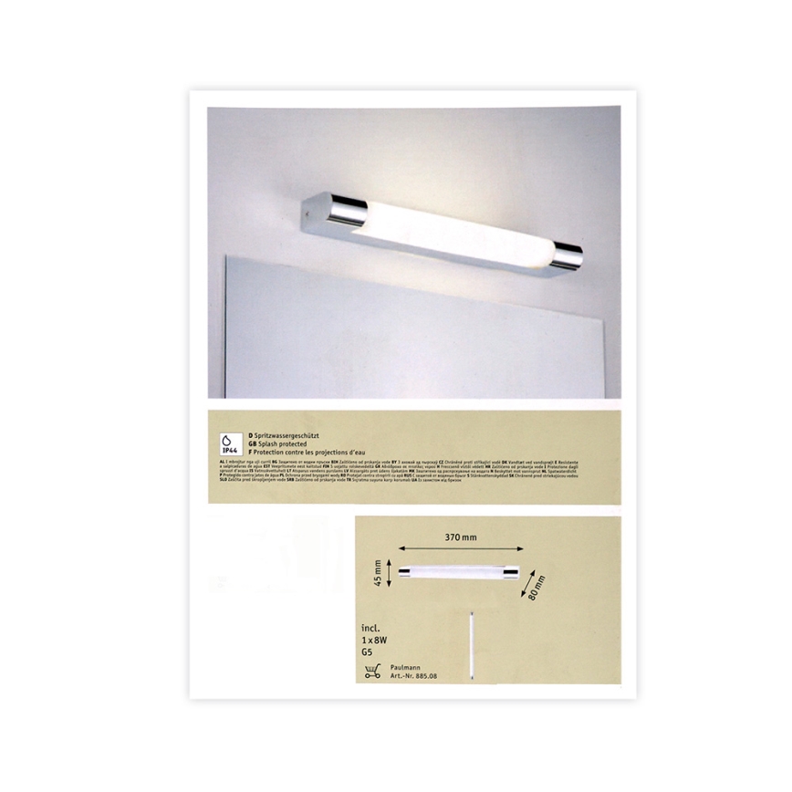 Paulmann 70360 - 1xG5/8W IP44 Φως καθρέφτη μπάνιου MIZAR 230V