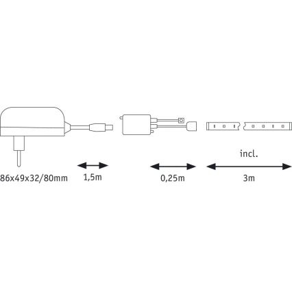 Paulmann 70481 - LED RGBW/9,6W Dimmable ταινία DIGITAL 3 m 230V + τηλεχειριστήριο