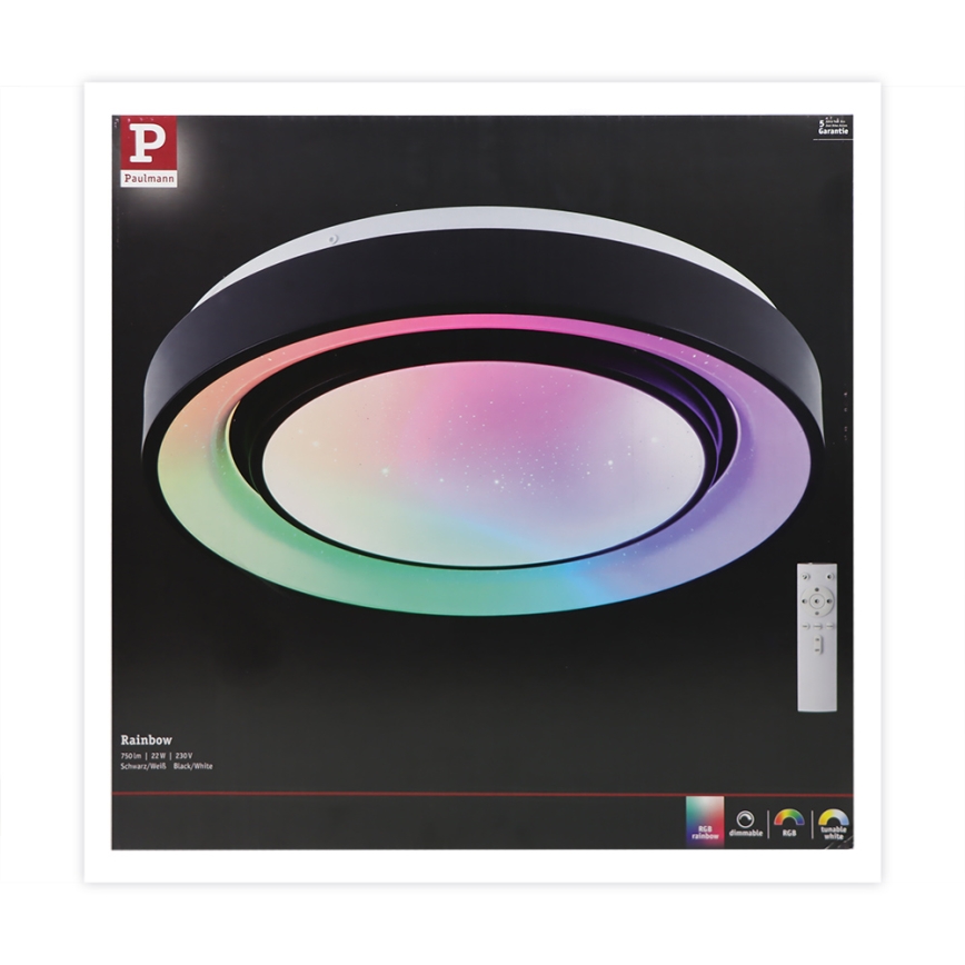 Paulmann 70544 - LED RGBW/22W Dimmable φωτιστικό οροφής RAINBOW 230V 3000-6500K + τηλεχειριστήριο
