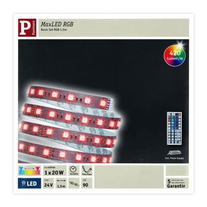 Paulmann 70587 - LED RGB/20W Dimmable ταινία MAXLED 1,5m 230V + τηλεχειριστήριο