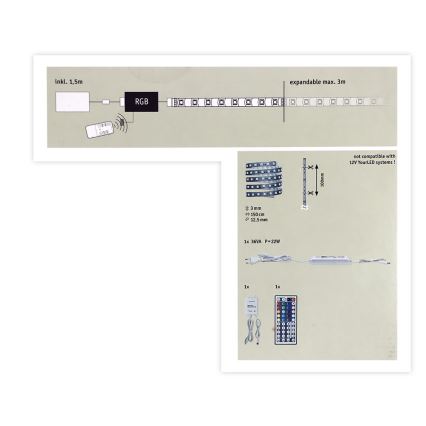 Paulmann 70587 - LED RGB/20W Dimmable ταινία MAXLED 1,5m 230V + τηλεχειριστήριο