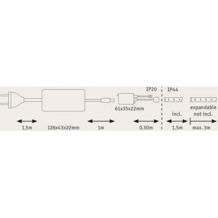Paulmann 70623 - LED/10W IP44 Dimmable ταινία μπάνιου MAXLED 1,5 m 2700-6500K 230V + τηλεχειριστήριο