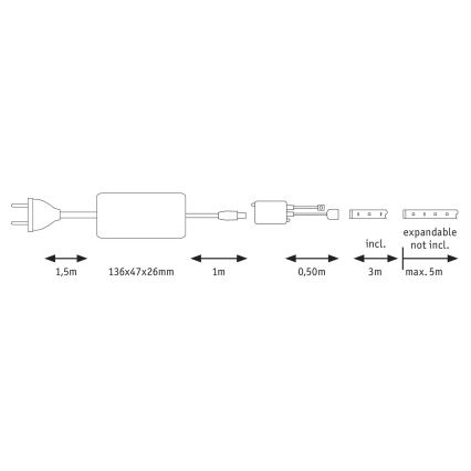 Paulmann 70624 - LED/20W Dimmable ταινία MAXLED 3m 230V + τηλεχειριστήριο