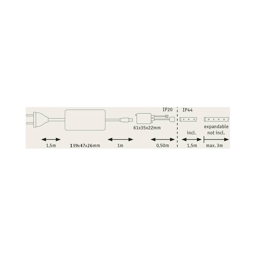 Paulmann 70627 - LED RGB/18W IP44 Dimmable ταινία μπάνιου MAXLED 1,5 m 230V + τηλεχειριστήριο