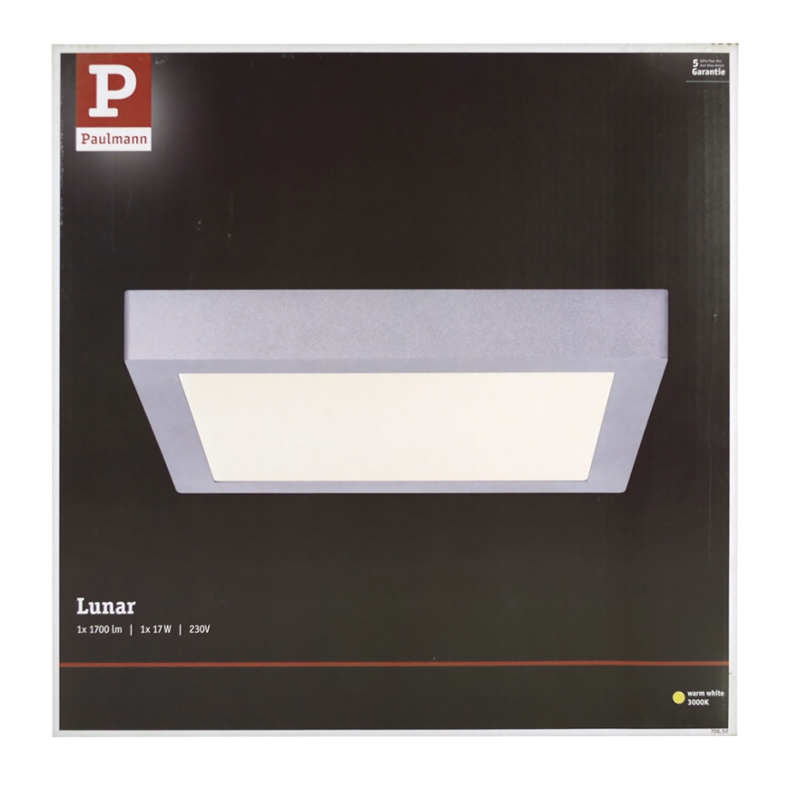 Paulmann 70650 - LED/17W Φωτιστικό οροφής LUNAR 230V 30x30 cm ματ χρώμιο