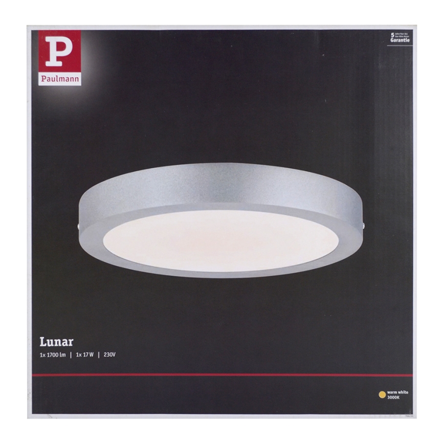 Paulmann 70655 - LED/17W Φωτιστικό οροφής LUNAR 230V διάμετρος 30 cm ματ χρώμιο