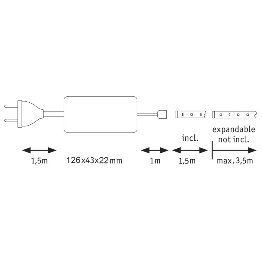 Paulmann 70667 - LED/9W IP44 Dimmable ταινία μπάνιου MAXLED 1,5 m 6500K 230V