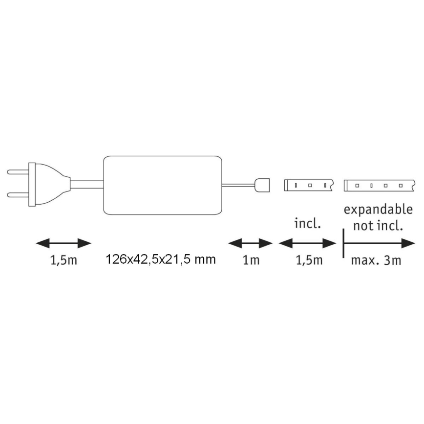 Paulmann 70668 - LED/9W IP44 Dimmable ταινία μπάνιου MAXLED 1,5 m 2700K 230V