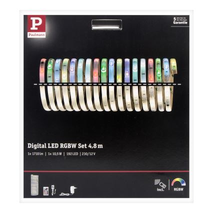 Paulmann 70697 - LED RGBW/10,5W Dimmable ταινία DIGITAL 4,8m 230V + τηλεχειριστήριο