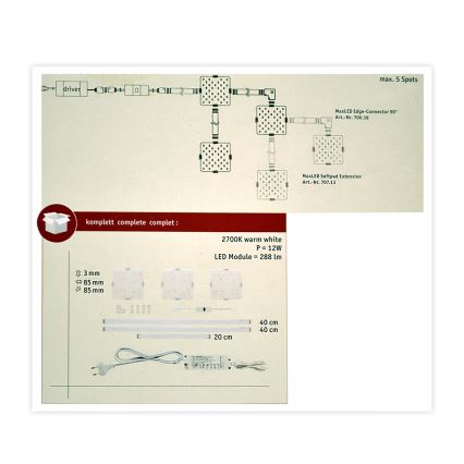 Paulmann 70710 - ΣΕΤ 3xLED/3,3W Φωτισμός επίπλων με αισθητήρα SOFTPAD 230V 2700K