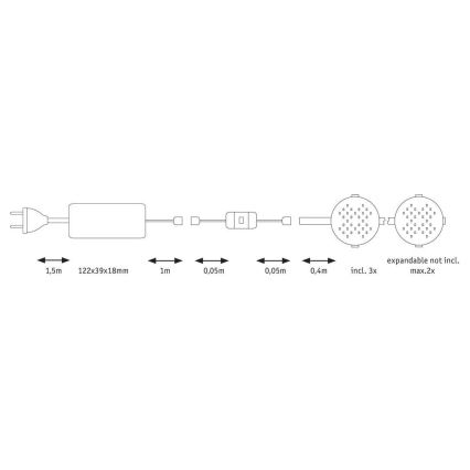 Paulmann 70711 - ΣΕΤ 3xLED/2,8W Φωτισμός επίπλων με αισθητήρα SOFTPAD 230V 2700K