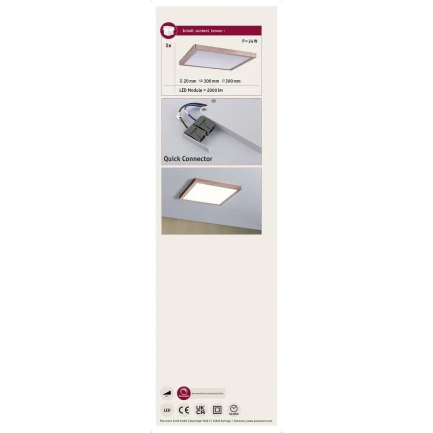 Paulmann 70873 - LED/24W Πάνελ dimming ATRIA 230V 2700K 30x30 cm Ροζ χρυσό